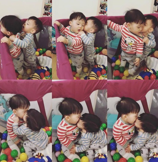 范玮琪晒双胞胎儿子近照 弟弟夺了哥哥初吻
