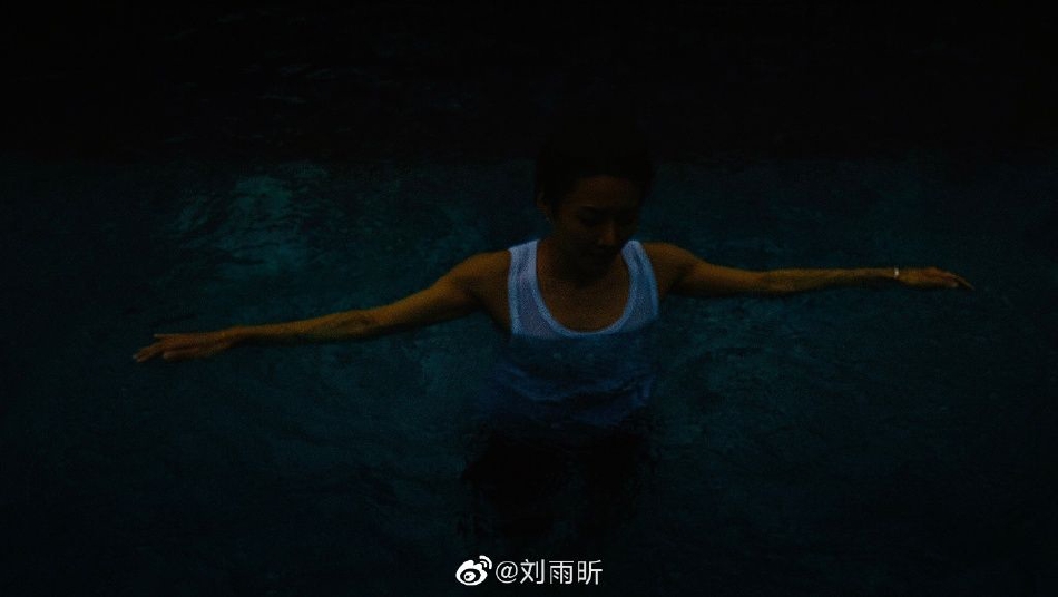 刘雨昕晒出一组度假照 湿发造型在泳池中摆着各种pose
