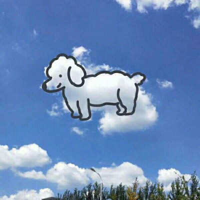 蓝天白云带动物创意简笔画图片