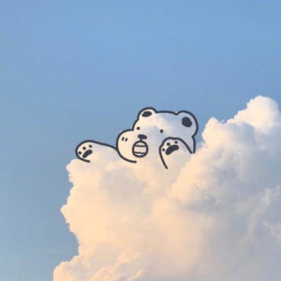 蓝天白云带动物创意简笔画图片
