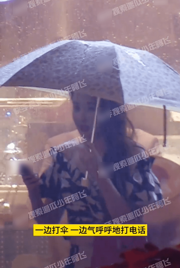 刘亦菲《玫瑰故事》路透曝光 雨中撑伞打电话氛围感十足
